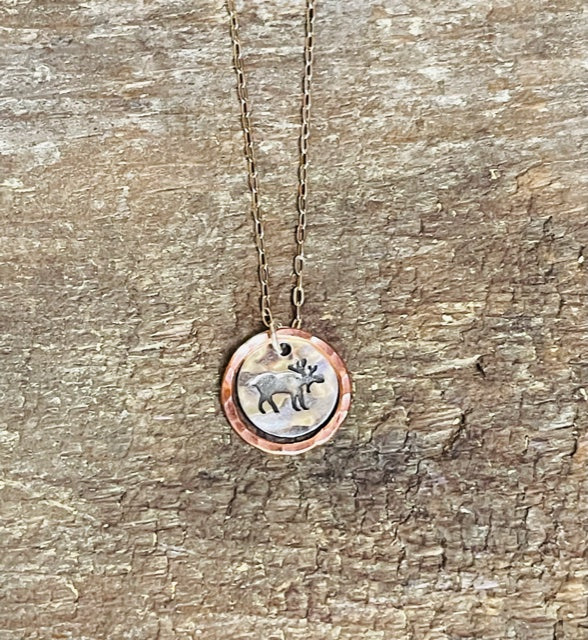 Altitude Moose Necklace sterling silver and copper